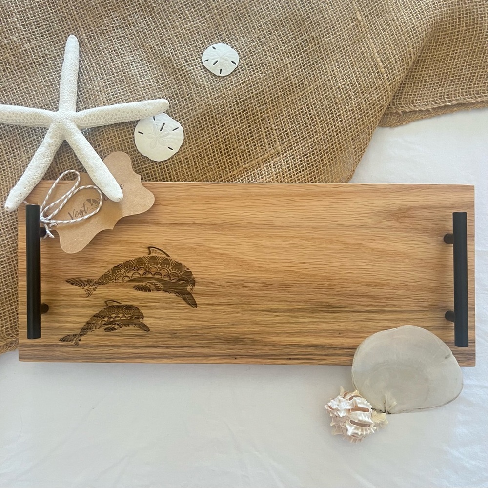 18” Oak Charcuterie Board - Dolphins